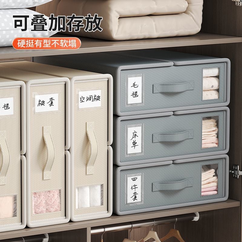 Oxford Cloth Four-Piece Set Storage Boxed Quilt Single Folding Household Bed Sheet Storage Bed Quilt Cover Storage Box Window - Image 2